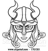 Vector Illustration of Viking Lady Warrior Mascot by AtStockIllustration