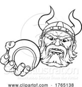 Vector Illustration of Viking Tennis Ball Sports Mascot by AtStockIllustration