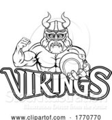 Vector Illustration of Viking Tennis Sports Mascot by AtStockIllustration