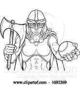 Vector Illustration of Viking Trojan Celtic Knight Baseball Warrior Lady by AtStockIllustration