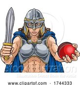 Vector Illustration of Viking Trojan Celtic Knight Cricket Warrior Lady by AtStockIllustration