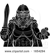 Vector Illustration of Viking Trojan Celtic Knight Golf Warrior Lady by AtStockIllustration