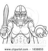 Vector Illustration of Viking Trojan Celtic Knight Tennis Warrior Lady by AtStockIllustration