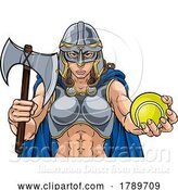 Vector Illustration of Viking Trojan Celtic Knight Tennis Warrior Lady by AtStockIllustration