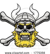 Vector Illustration of Viking Warrior Helmet Skull Pirate Cross Bones by AtStockIllustration