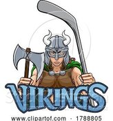 Vector Illustration of Viking Warrior Lady Ice Hockey Sports Team Mascot by AtStockIllustration