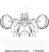 Vector Illustration of Viking Warrior Lady Weightlifter Lifting Barbell by AtStockIllustration
