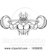 Vector Illustration of Viking Weight Lifting Body Building Mascot by AtStockIllustration