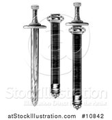 Vector Illustration of Vintage Engraved Scabbard and Swords by AtStockIllustration