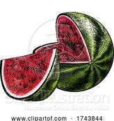 Vector Illustration of Watermelon Vintage Woodcut Engraved Style Drawing by AtStockIllustration