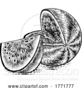 Vector Illustration of Watermelon Vintage Woodcut Engraved Style Drawing by AtStockIllustration