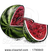 Vector Illustration of Watermelon Vintage Woodcut Engraved Style Drawing by AtStockIllustration