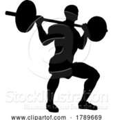 Vector Illustration of Weight Lifting Guy Weightlifting Silhouette by AtStockIllustration