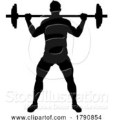 Vector Illustration of Weight Lifting Guy Weightlifting Silhouette by AtStockIllustration