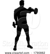 Vector Illustration of Weight Lifting Guy Weightlifting Silhouette by AtStockIllustration