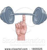 Vector Illustration of Weight Lifting Hand Finger Holding Barbell Concept by AtStockIllustration