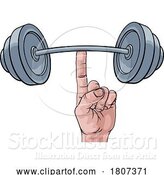 Vector Illustration of Weightlifting Hand Finger Holding Barbell Concept by AtStockIllustration
