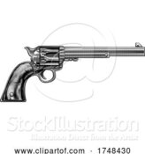 Vector Illustration of Western Cowboy Gun Pistol Revolver Woodcut Style by AtStockIllustration