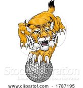 Vector Illustration of Wildcat Bobcat Golf Ball Sport Team Mascot by AtStockIllustration