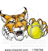 Vector Illustration of Wildcat Bobcat Tennis Ball Animal Team Mascot by AtStockIllustration