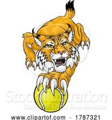Vector Illustration of Wildcat Bobcat Tennis Ball Animal Team Mascot by AtStockIllustration
