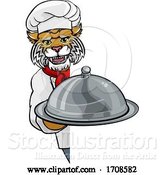 Vector Illustration of Wildcat Chef Mascot Sign Character by AtStockIllustration