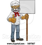 Vector Illustration of Wildcat Chef Restaurant Mascot Sign by AtStockIllustration