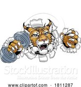 Vector Illustration of Wildcat Cougar Lynx Lion Weight Lifting Gym Mascot by AtStockIllustration