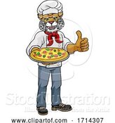 Vector Illustration of Wildcat Pizza Chef Restaurant Mascot by AtStockIllustration