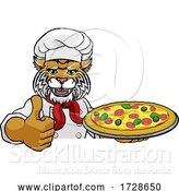 Vector Illustration of Wildcat Pizza Chef Restaurant Mascot Sign by AtStockIllustration