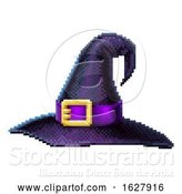 Vector Illustration of Witches Hat 8 Bit Arcade Video Game Pixel Art by AtStockIllustration