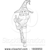 Vector Illustration of Wizard Merlin Beard Magician Guy Character by AtStockIllustration