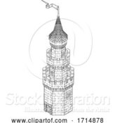 Vector Illustration of Wizards Fantasy Tower Castle Building Map Icon by AtStockIllustration