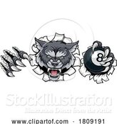 Vector Illustration of Wolf Angry Pool 8 Ball Billiards Mascot by AtStockIllustration