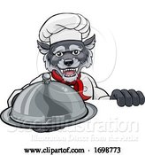 Vector Illustration of Wolf Chef Mascot Sign Character by AtStockIllustration