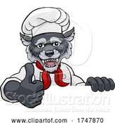 Vector Illustration of Wolf Chef Mascot Sign Character by AtStockIllustration