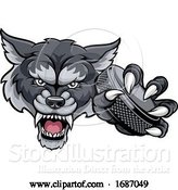 Vector Illustration of Wolf Ice Hockey Player Animal Sports Mascot by AtStockIllustration