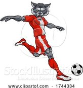 Vector Illustration of Wolf Soccer Football Player Animal Sports Mascot by AtStockIllustration