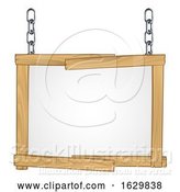 Vector Illustration of Wooden Frame Sign Hanging from Chains by AtStockIllustration