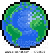 Vector Illustration of World Earth Globe Eight Bit Pixel Art Game Icon by AtStockIllustration