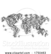 Vector Illustration of World Map Drawing Old Woodcut Engraved Style by AtStockIllustration