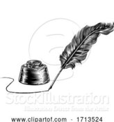 Vector Illustration of Writing Quill Feather Pen and Inkwell by AtStockIllustration