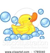 Vector Illustration of Yellow Rubber Ducky Duck Bubble Bath Toy by AtStockIllustration