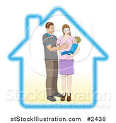 Vector Illustration of Young Parents and Their Baby in a Secure House by AtStockIllustration