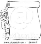 Vector Illustration of Young Santa Christmas Scroll Sign Thumbs up by AtStockIllustration