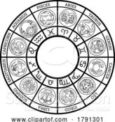 Vector Illustration of Zodiac Astrology Horoscope Star Signs Symbols Set by AtStockIllustration