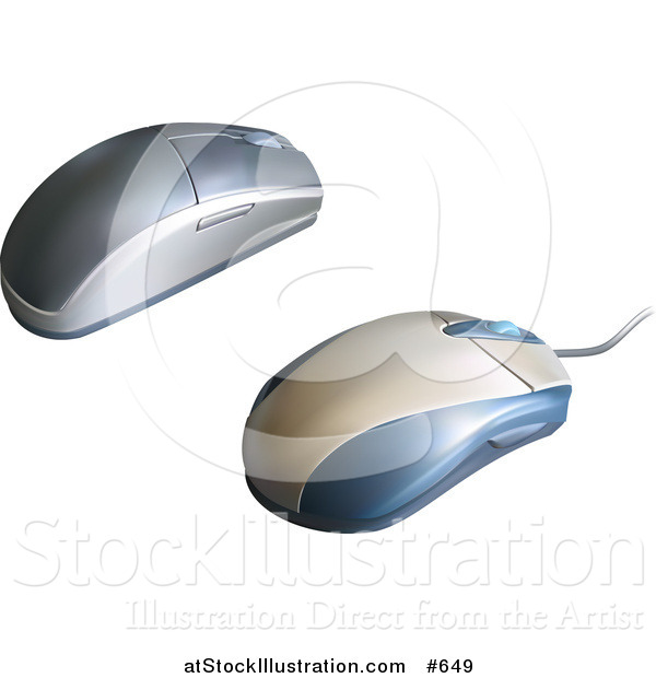 Illustration of 3d Corded and Wireless Computer Mouse