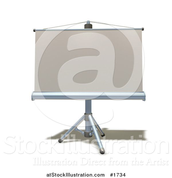 Illustration of a 3d Roll down Projection Screen on a Tripod