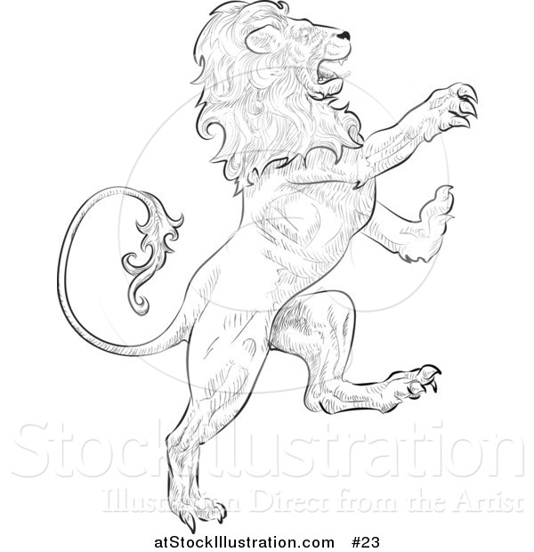 Illustration of a Lion Attacking, Leo, Astrological Sign of the Zodiac