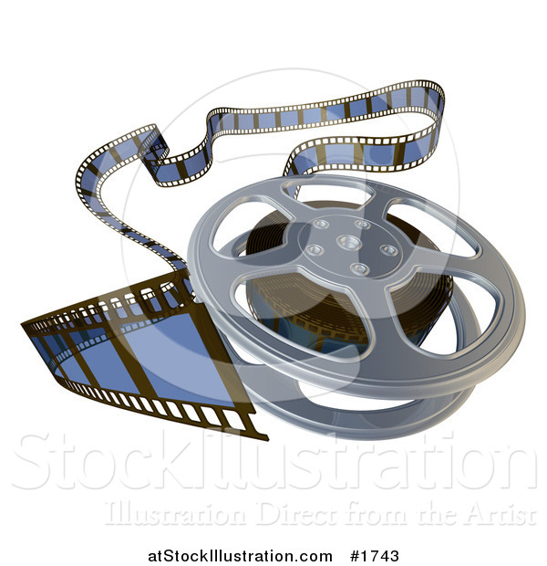 Illustration of a Messy 3d Rendered Film Reel on White